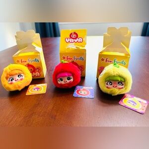 Lot of 3 Yaya Fun Fruits Plush Keychains